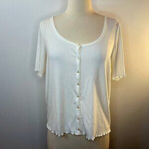 Buffalo David Bitton Women's Lavande Marshmallow Buttoned Ribbed Shirt - Size L